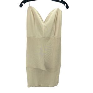Charlotte Russe Womens Bodycon Dress Stretch Mini Inner Shorts Beige XL